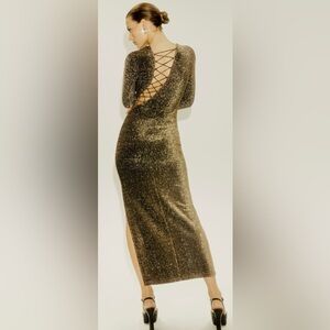 Reformation Gold Glitter Dress
